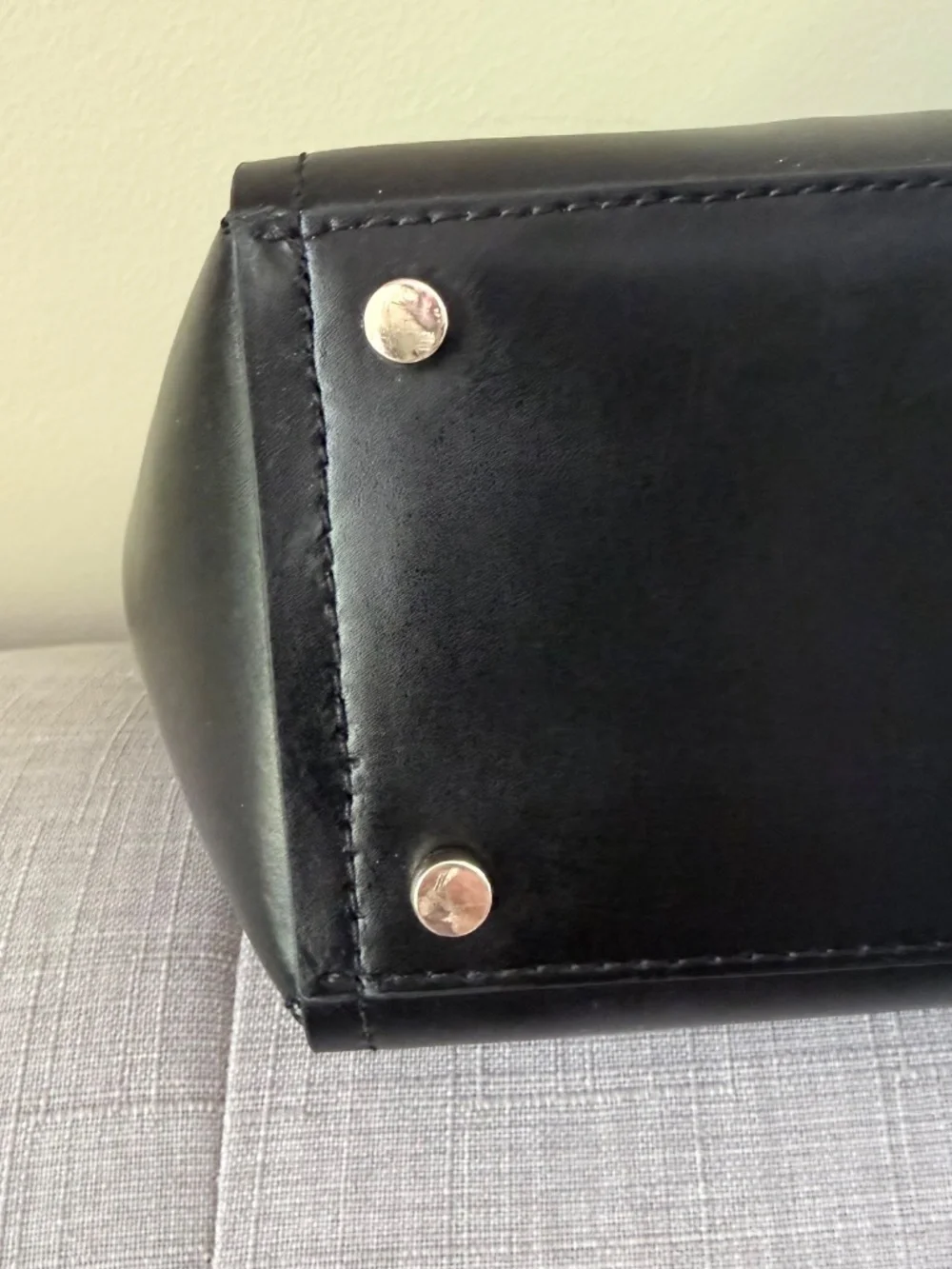 Kate Spade New York Satchel Black Leather Pink Trim Crossbody
